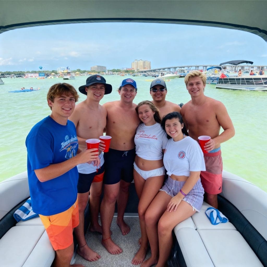 Family pontoon rentals at Crab Island